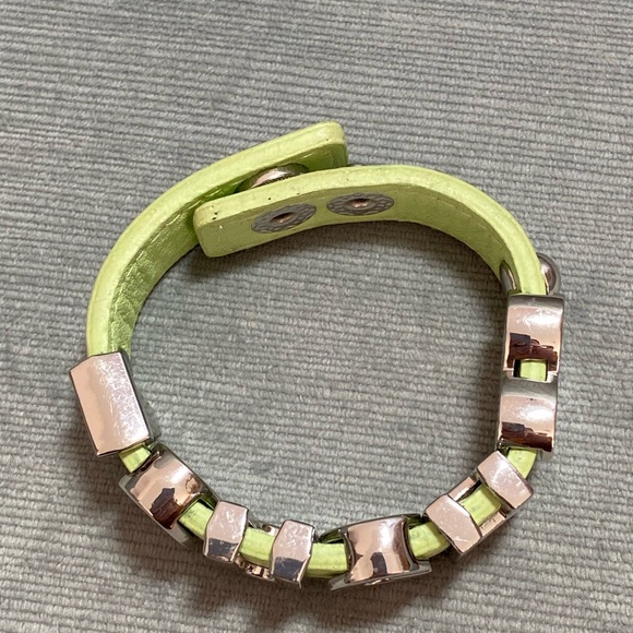 TOUGH bracelet in large silver letters with hearts and studs on mint green strap - Picture 3 of 10